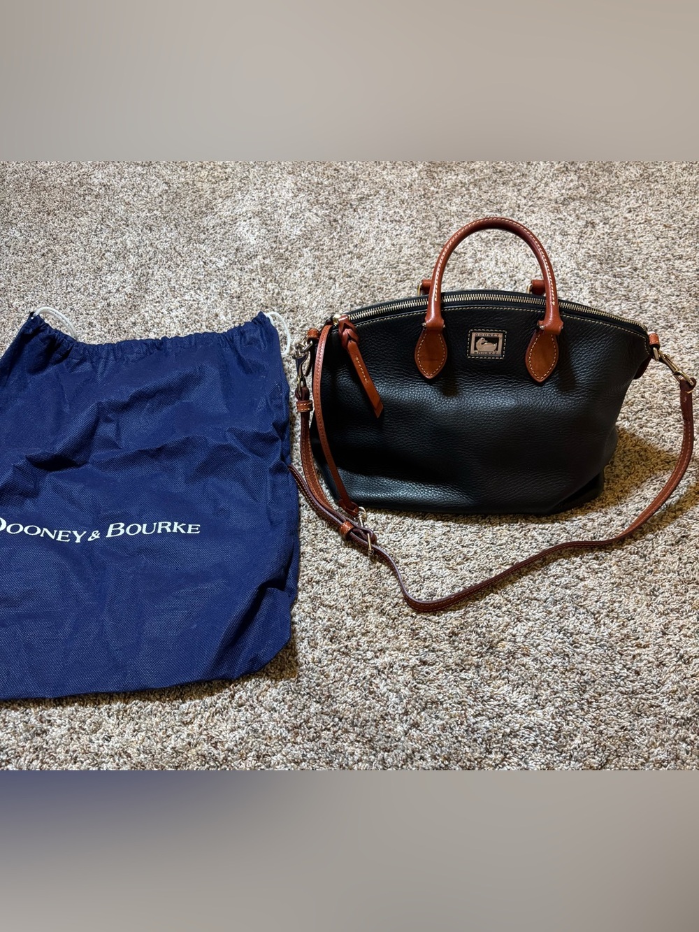 Dooney & Bourke Black Pebbled Leather Bag with Dust bag